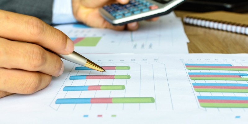 businessman working on Desk office business financial accounting calculate, Graph analysis