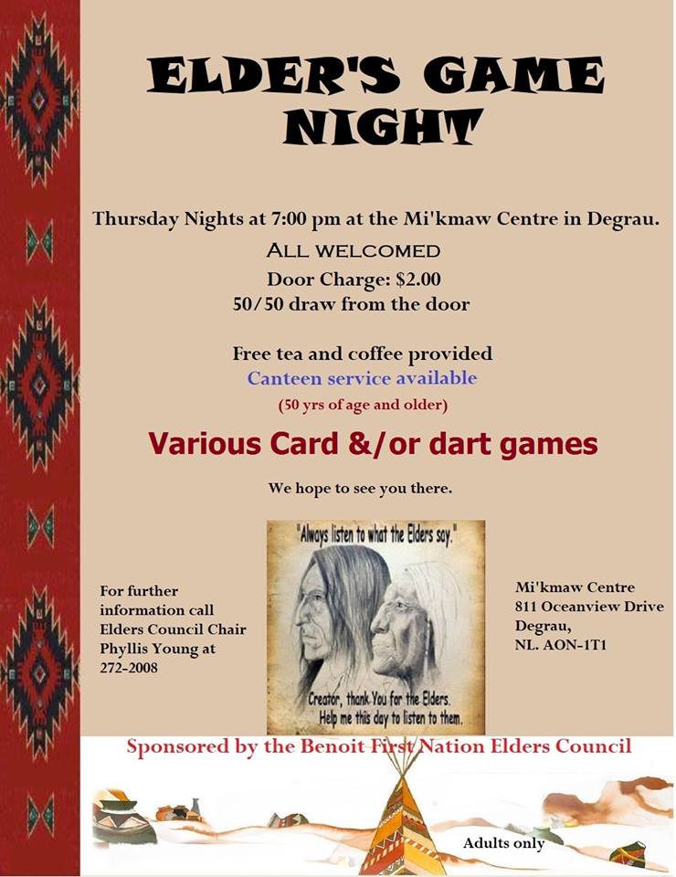 Mi'kmaq Elders game night poster