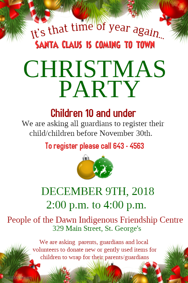 Christmas Party – Children 10 And Under – Qalipu