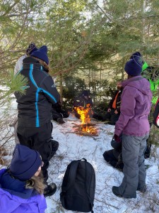 The fire picture was taken from inside the emergency shelter that the youth, along with Brent Watkins (DFO), helped craft.