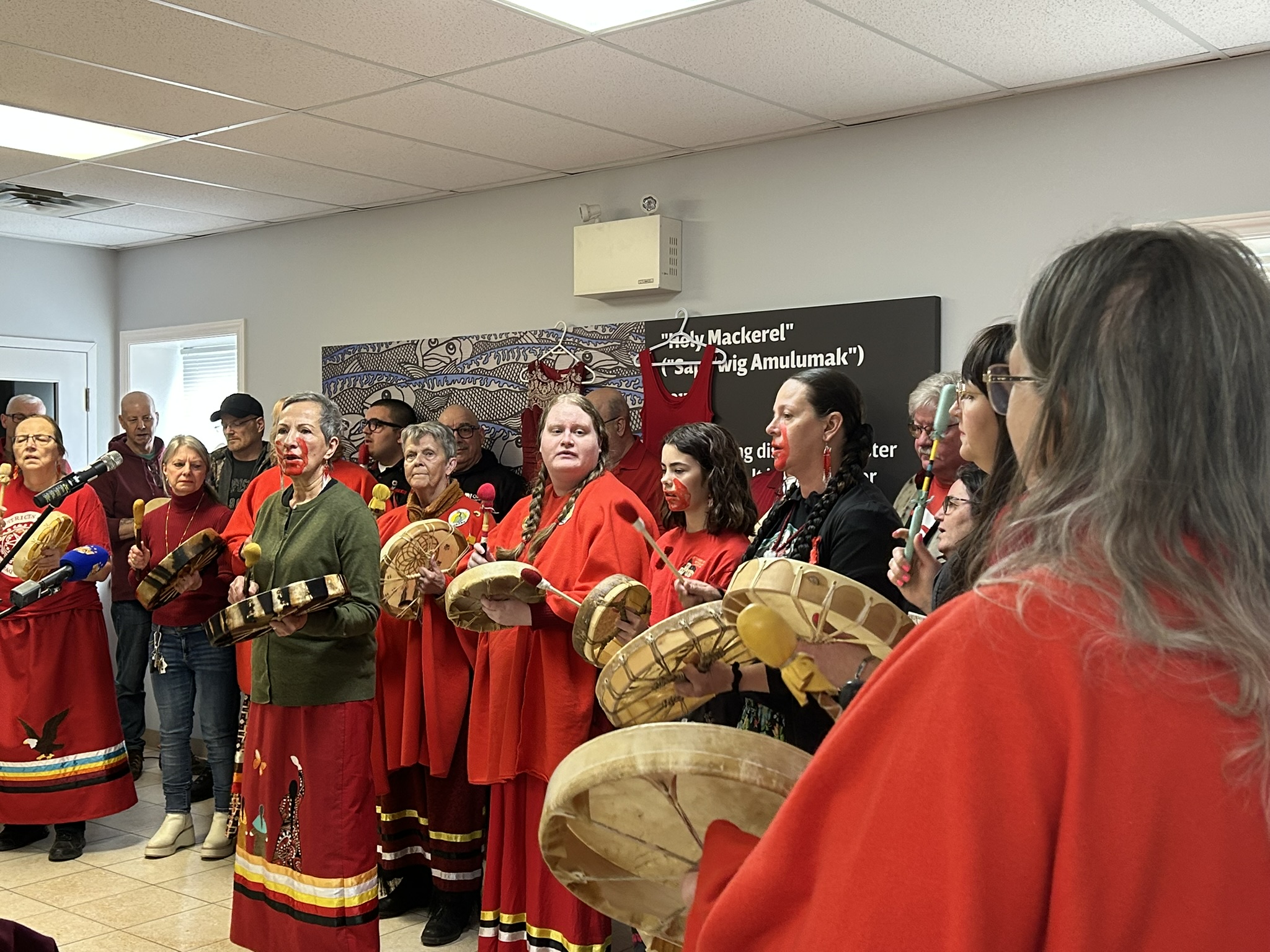 The Corner Brook Aboriginals Women’s Association leading in song sharing.