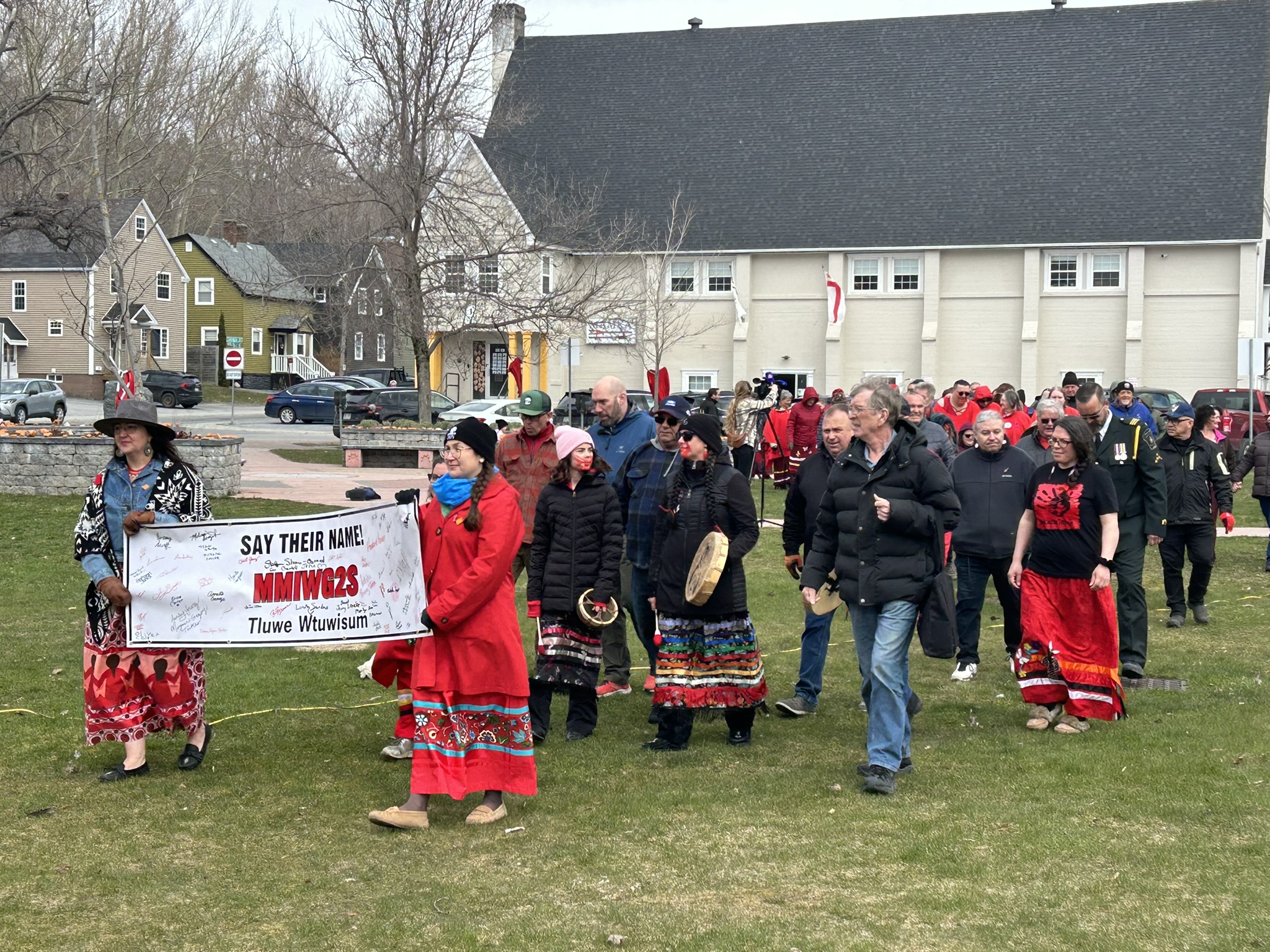 Leading the walk for solidarity and awareness.