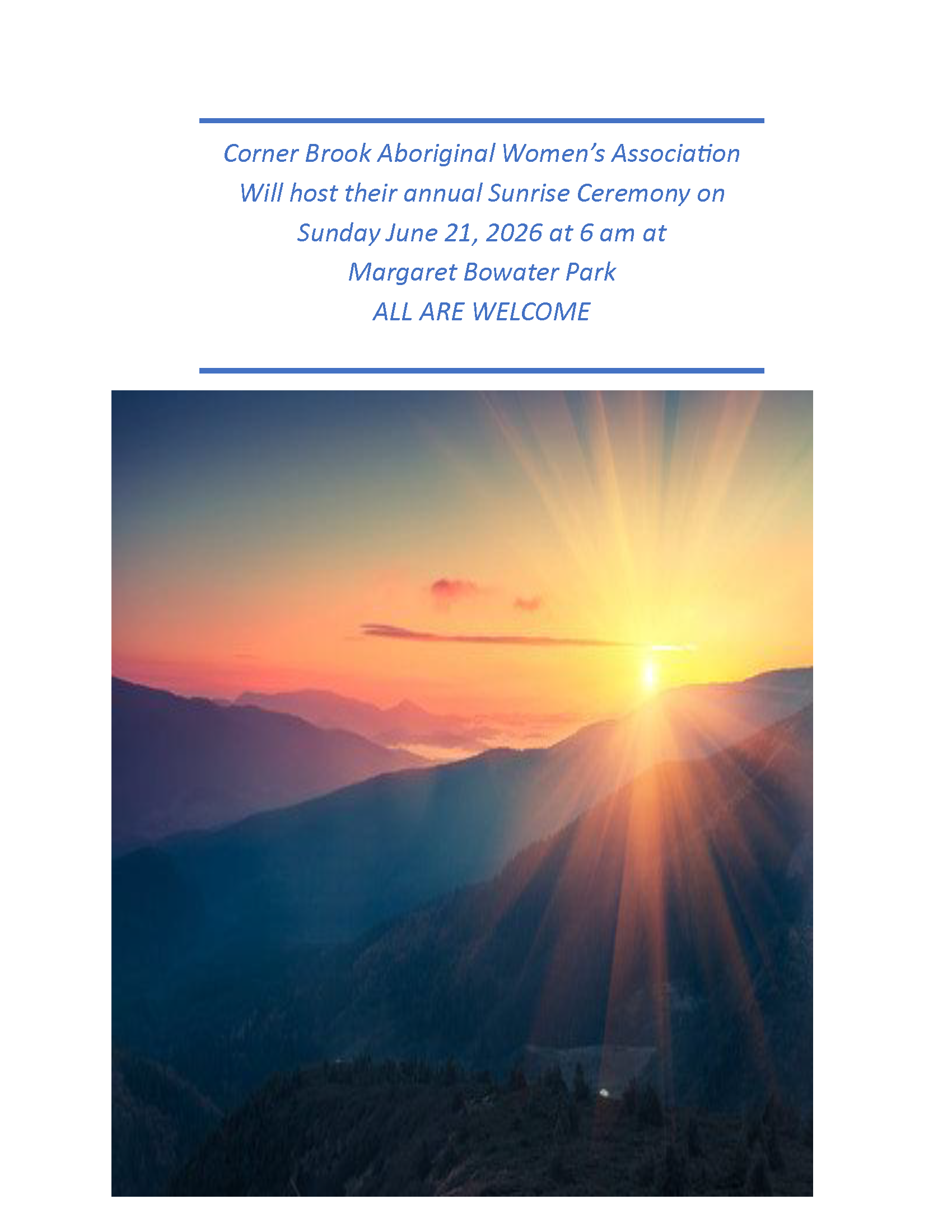 Sunrise Ceremony June 21, 2026